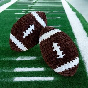 Brown and White crochet Plush Footballs